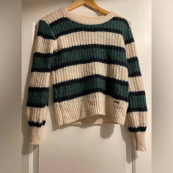 Abercrombie Striped Puff Sleeve Knit Sweater - Picture 1 of 3